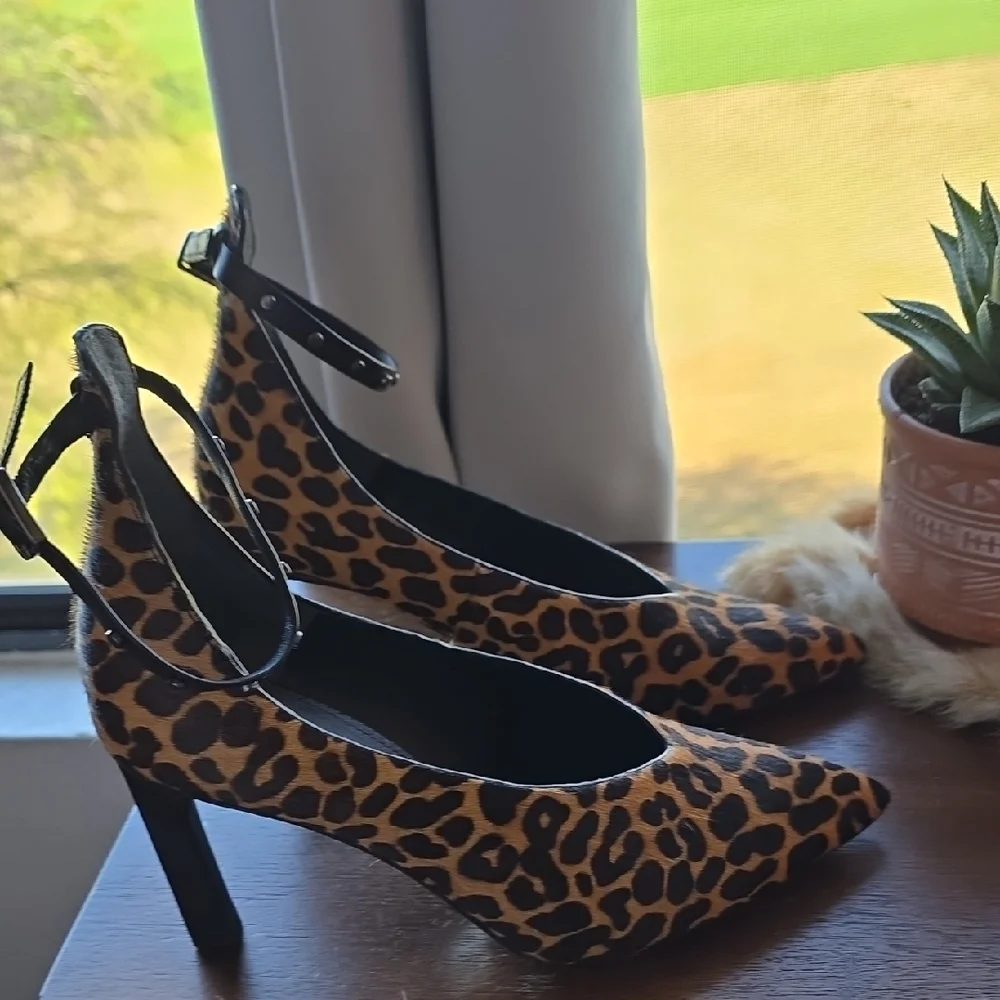 SARTO By Franco Sarto Animal Print Ankle Strap Heels